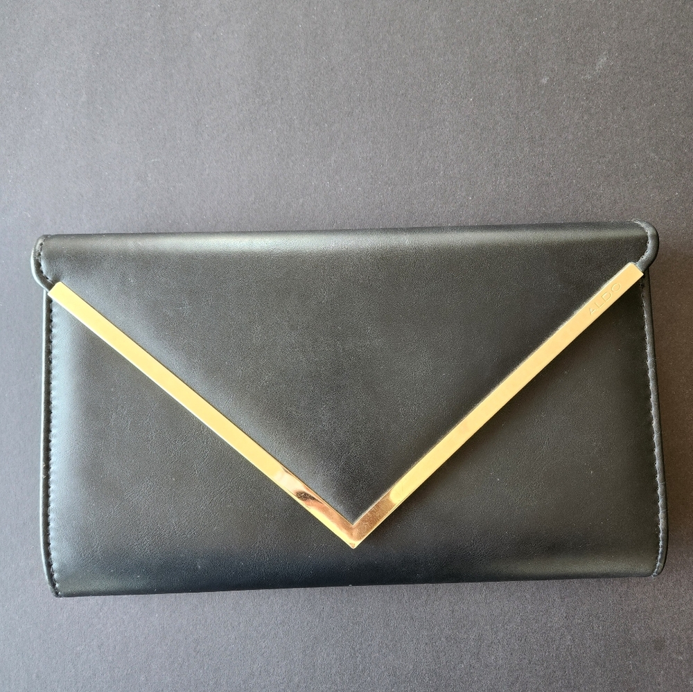 Aldo Black Clutch with Gold Accent